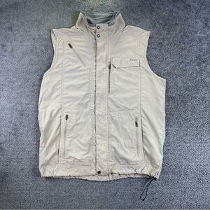 Columbia Mens Omni-Shade Utility Vest XL Nylon Outdoor Fishing Silver Ridge